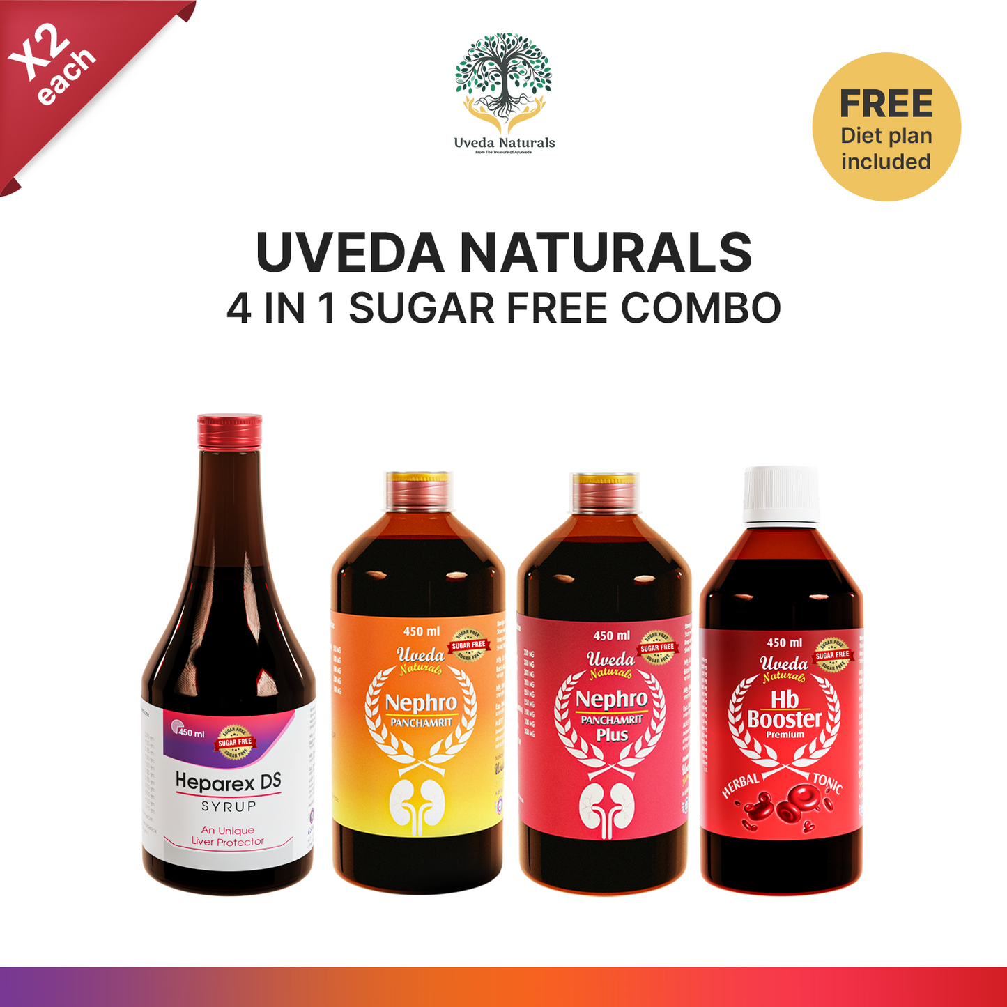 Uveda Naturals 4 in 1 Sugar Free Combo