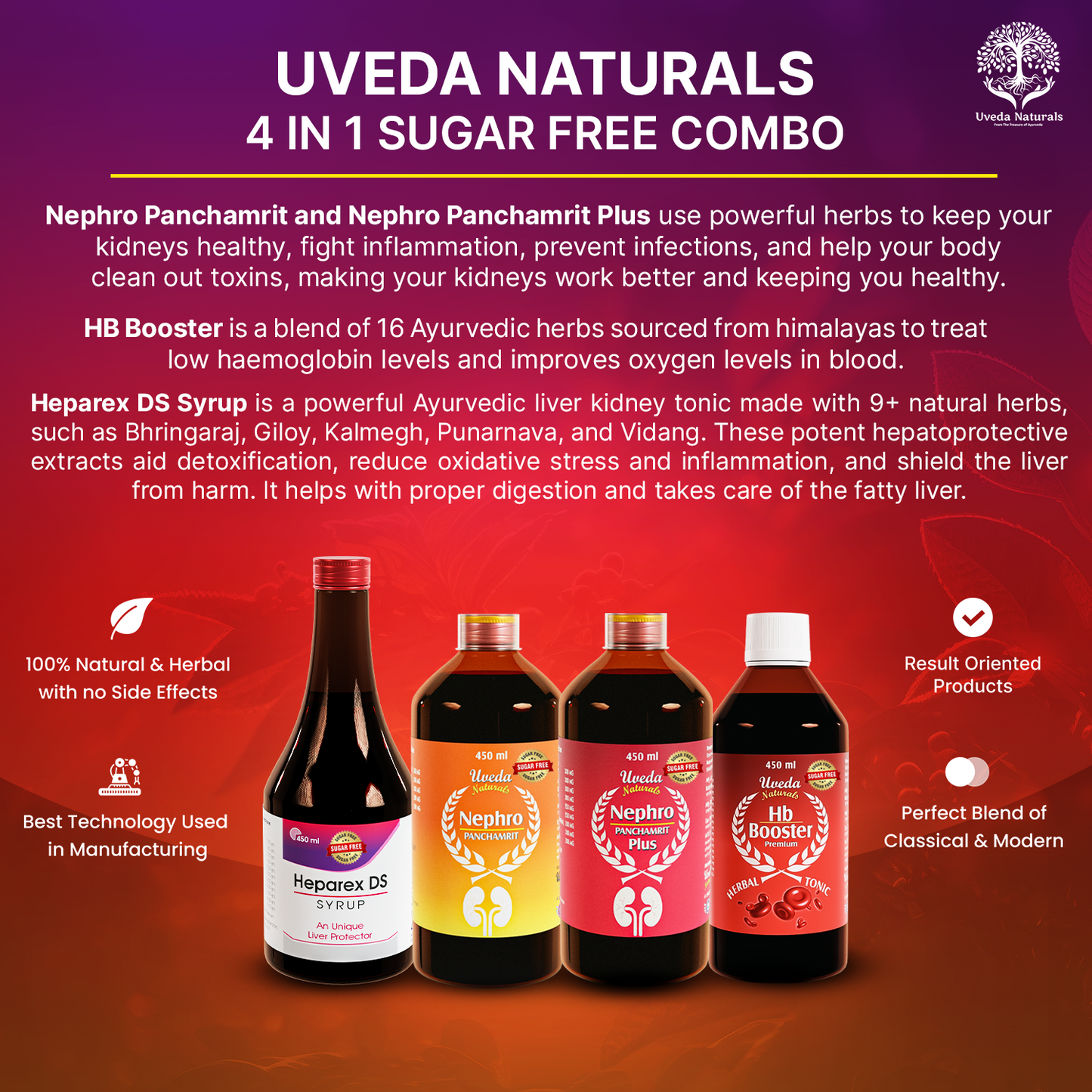 Uveda Naturals 4 in 1 Sugar Free Combo