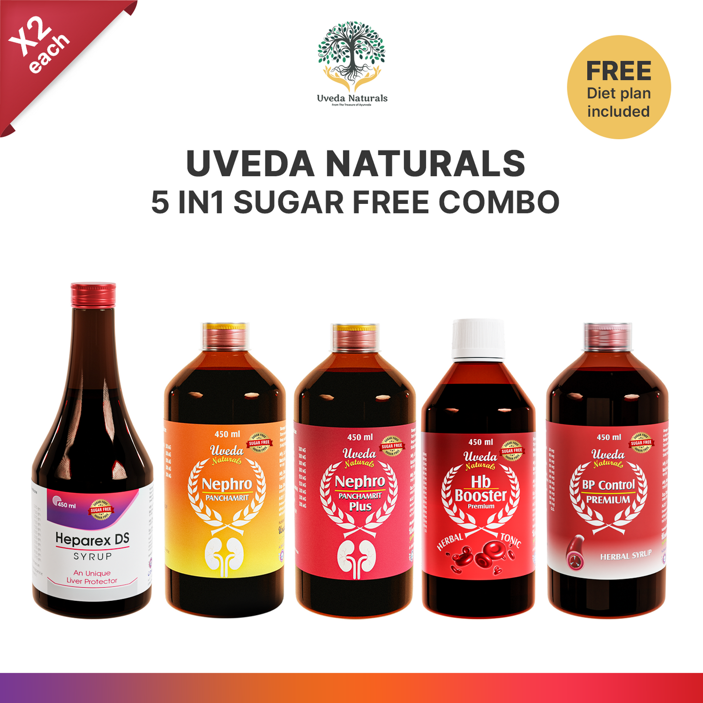 Uveda Naturals 5 in 1 Sugar Free Combo