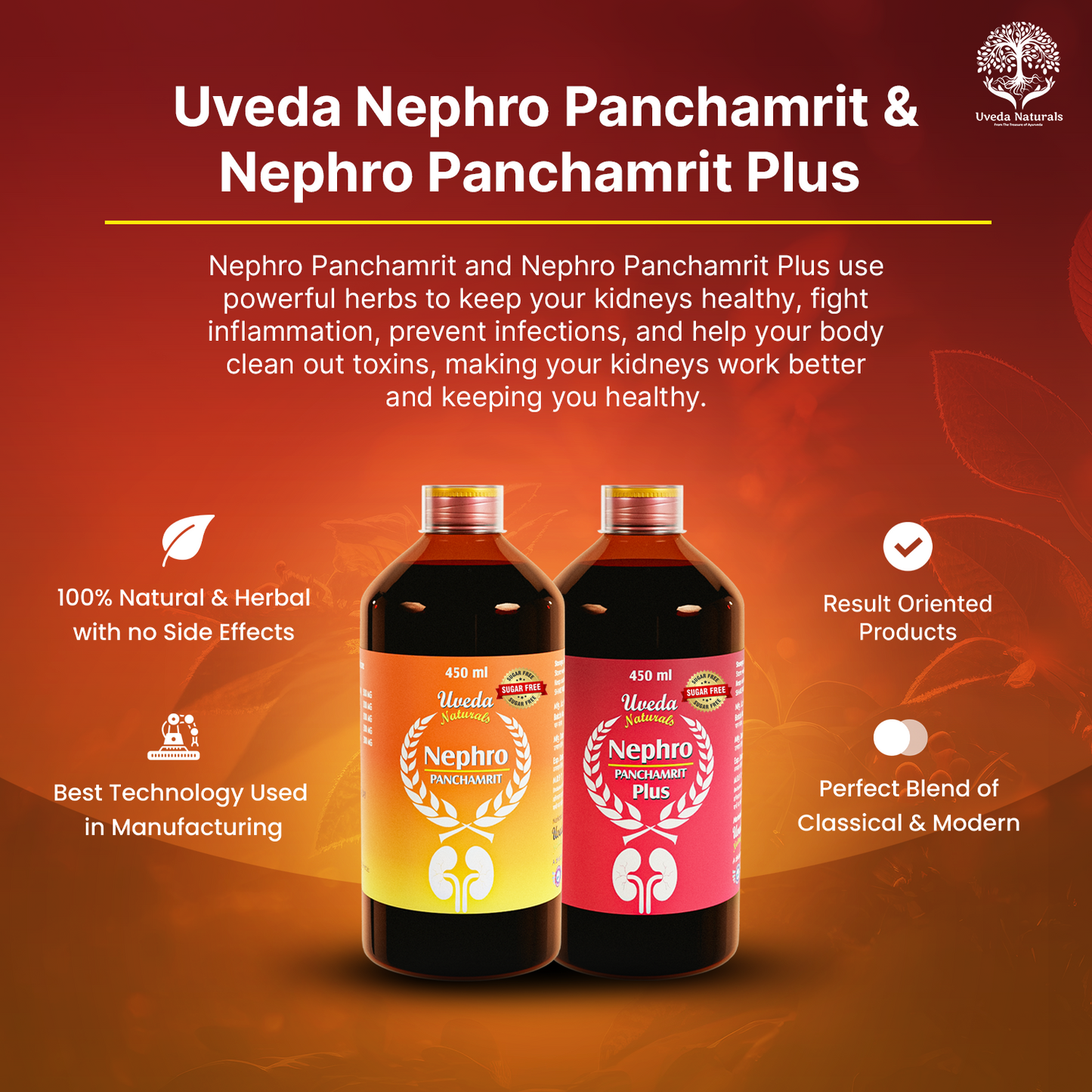 Uveda Nephro Panchamrit and Nephro Panchamrit Plus Sugar Free Combo